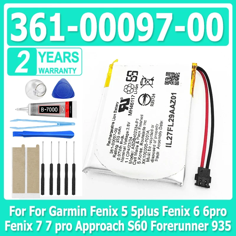 361-00097-00 New Smartwatch Battery For Garmin Fenix 5 5plus Fenix 6 6pro Fenix 7 7 pro Approach S60 Forerunner 935 + Free Tools