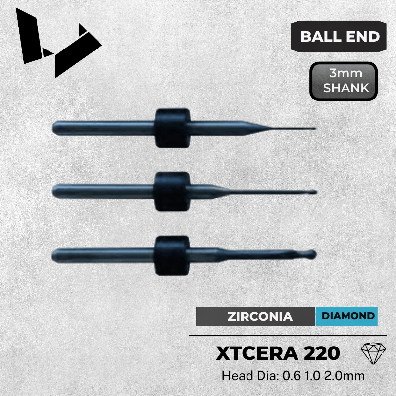 

Xtcera 0.6 1.0 2.0mm Diamond Coated Zirconia Tooth Milling Cutter Dental Labortory Cad Cam Instuments