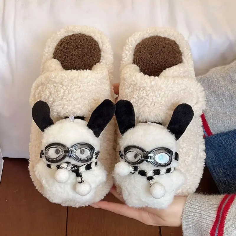

Pochacco Autumn Winter Slippers for Women Plush Kawaii Cute Anime Home Warm Cotton Slippers Cartoon Home Indoor Shoes Gifts