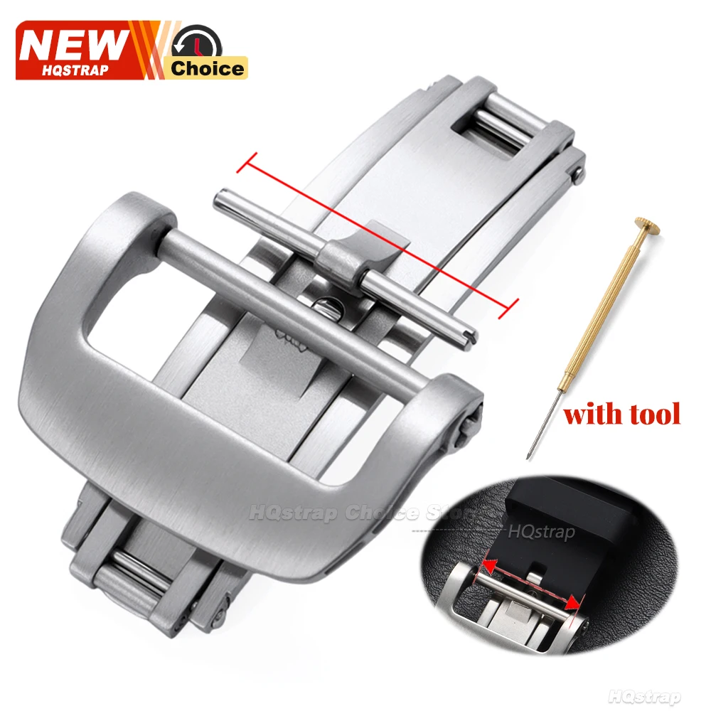 جديد جودة عالية الفولاذ المقاوم للصدأ للطي زر 18 مللي متر 20 مللي متر مزدوج الصحافة فراشة مشبك ل ريتشارد حزام ساعة اليد المشبك الفضة #1