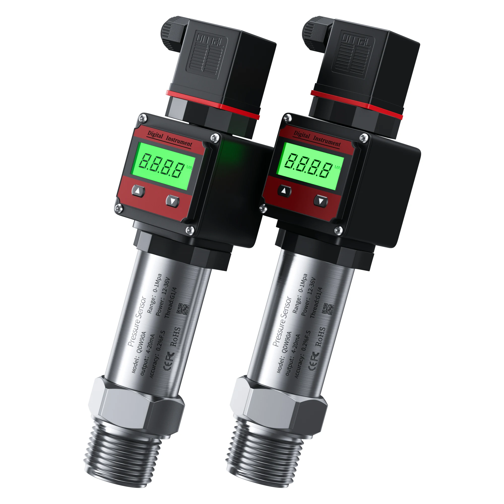 G1/4 Thread Oil Gas Air Intelligent Hersman Pressure Sensor 0-100bar to 0-5V 0-10V LCD Display Digital Pressure Transmitter