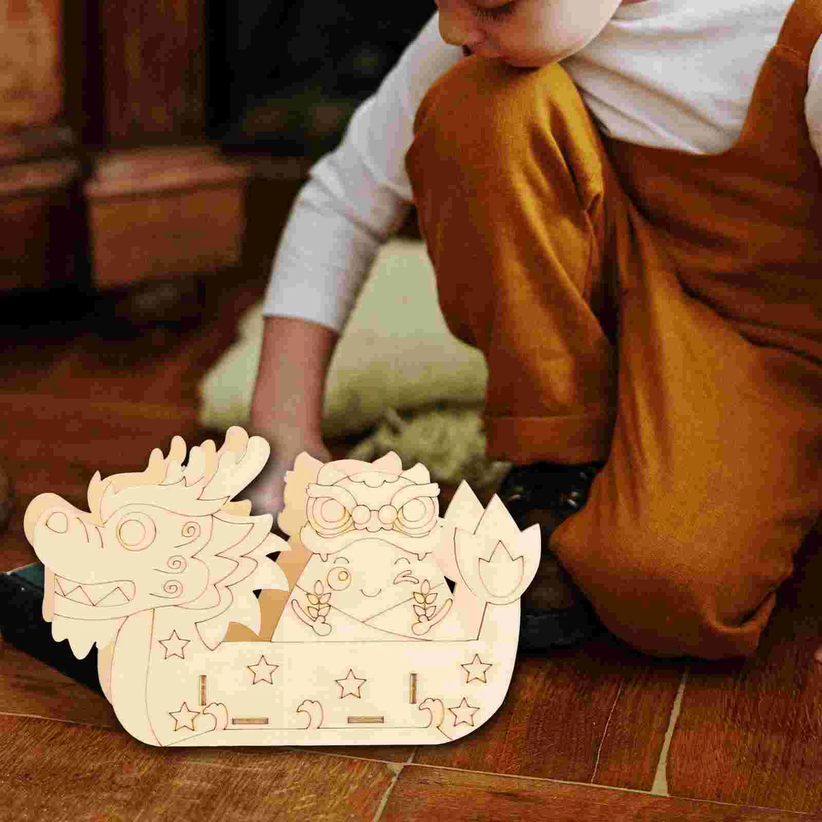 2 Sets 3D Ship Puzzle Kids Assembly Toys Kit Educational Wood Puzzles Fishing Boat Craft Model Spatial Imagination