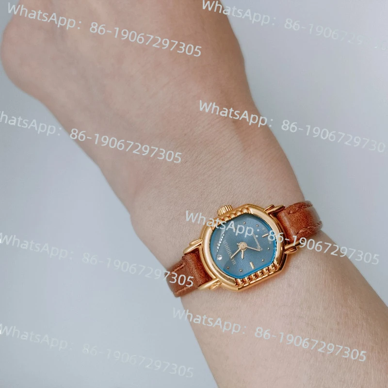 

Gemstone Flower Mechanical Women's Watch Blue Dial Square Original Stock Medieval