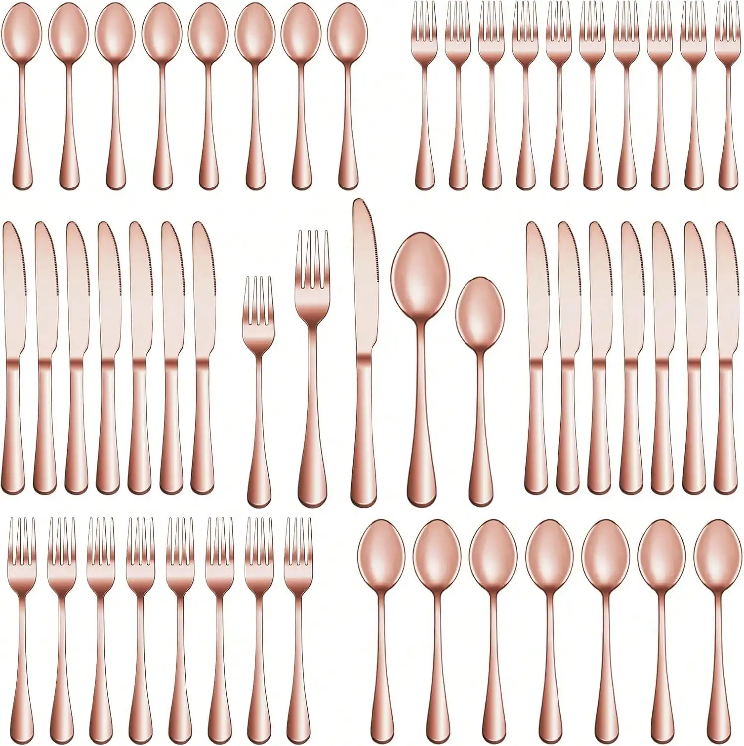 

30 Pcs Rose Gold Silverware Set Service For 6, Premium Stainless Steel Flatware Set, Cutlery Utensil Set, Durable Home Kitchen Eating Tableware Set, Include Fork Knife Spoon Set, Dishwasher