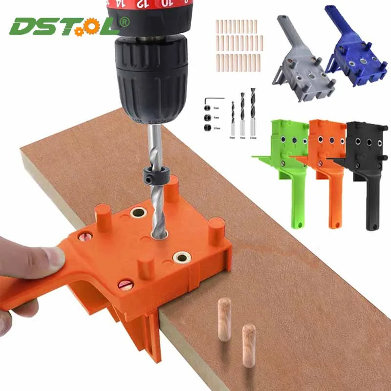 

Quick Wood Dowel Jig Pocket Hole Jig Kit Handheld Drilling Doweling Drill Guide Woodworking Hole Puncher Carpenter Tool 6/8/10mm