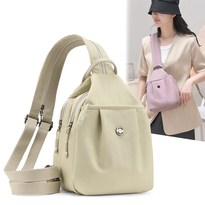

1PCS Convertible Waterproof Sling Bag Backpack for Women Waterproof Nylon Crossbody Chest Bag with Adjustable Strap for Travel