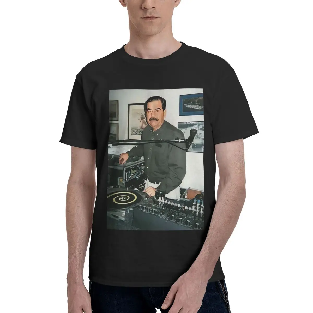 DJ Saddam Hussein Technics 1200 Iraq House EDM Hip Hop 100% Cotton Casual Breathable Soft All-Season Confortable Men Top T-Shirt