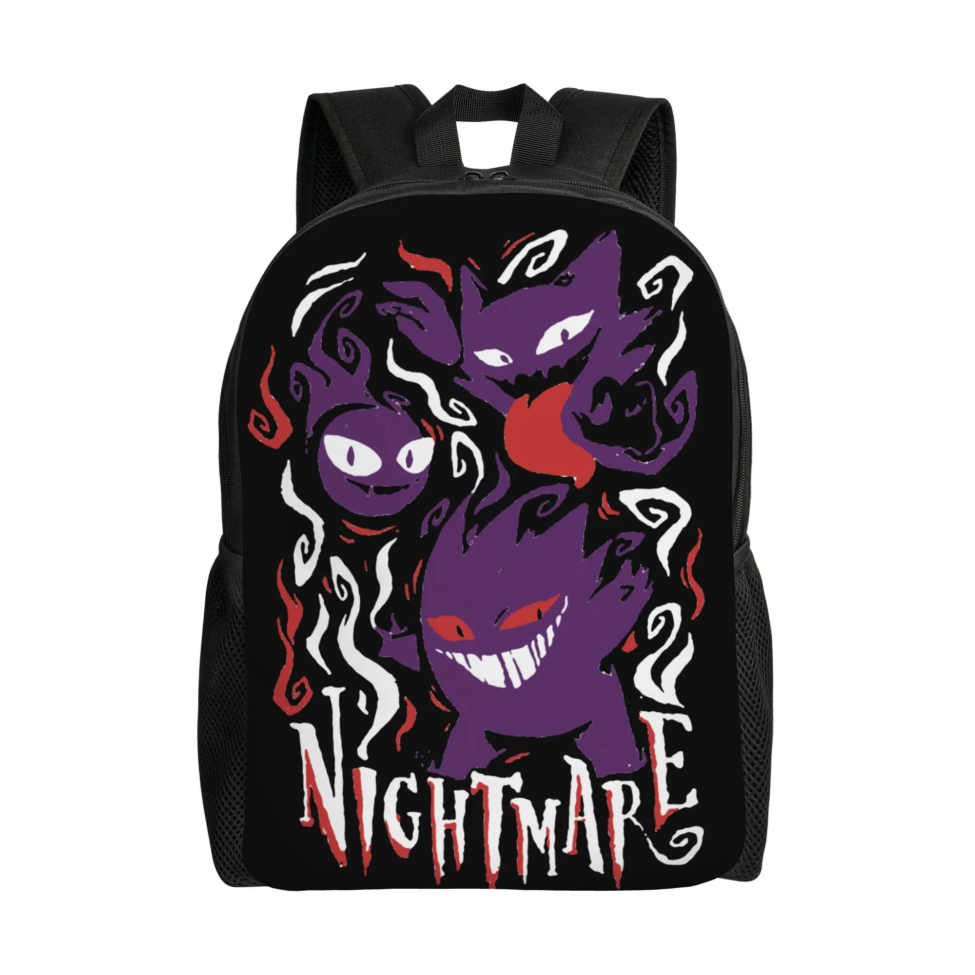 

Nightmare Casual Backpack Lightweight Student Work Gengar Ghost Kaiju Japan Style Pokemoned Daypack College Canvas Bags