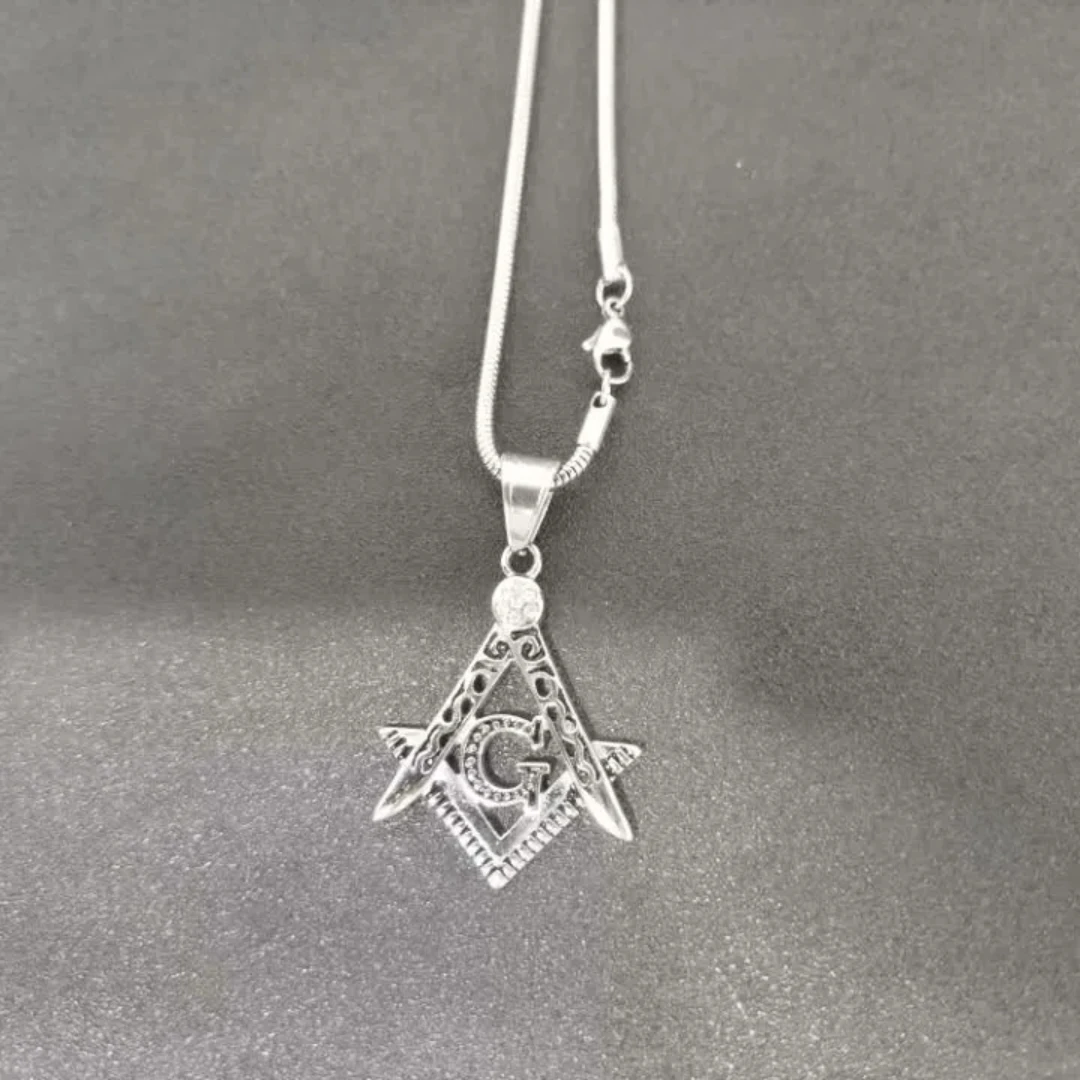Masonic Necklace for Men Gold Silver Plated Mason Energy Freemason Pendant Stainless Steel Amulet Religious Gothic Punk Jewelry
