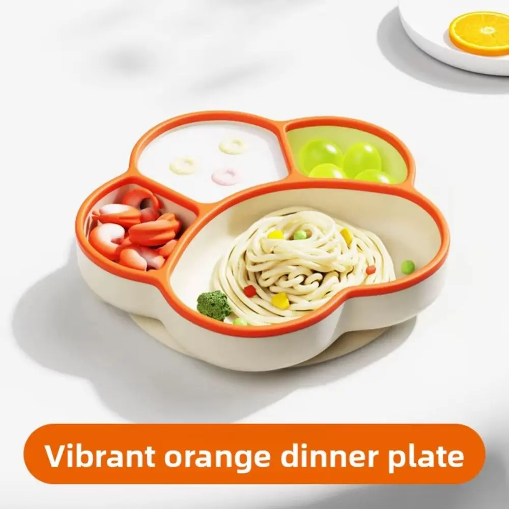 Suction Cup Children's Divided Tray Bear Paw Design Silicone Independent Food Bowl With Compartments Independent Food Bowl