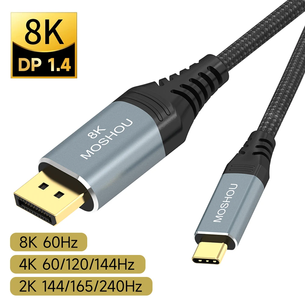 USB C to DisplayPort Cable 8K DP Type C 3.1 to Display port 1.4 Cable Thunderbolt 3 to 8K DP For MacBook Pro Samsung S21 Huawei