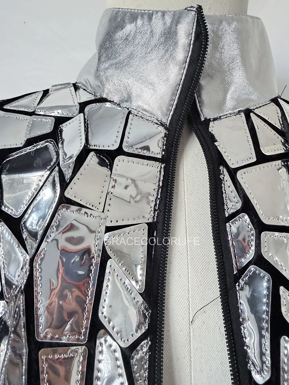 Traje de baile de jazz futurista para hombres, espectáculo láser reflectante holográfico, conjunto de ropa de escenario para actuación, fiesta cosplay