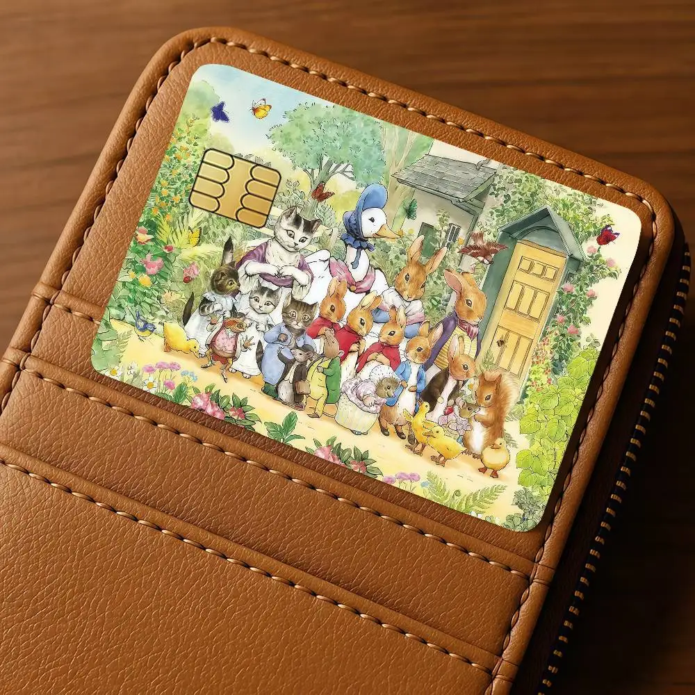 Cartoon P-Peter R-Rabbit Credit Skin Cover Card Stickers 4PCS Film Bus Pass Front Decoration Bank Debit Waterproof