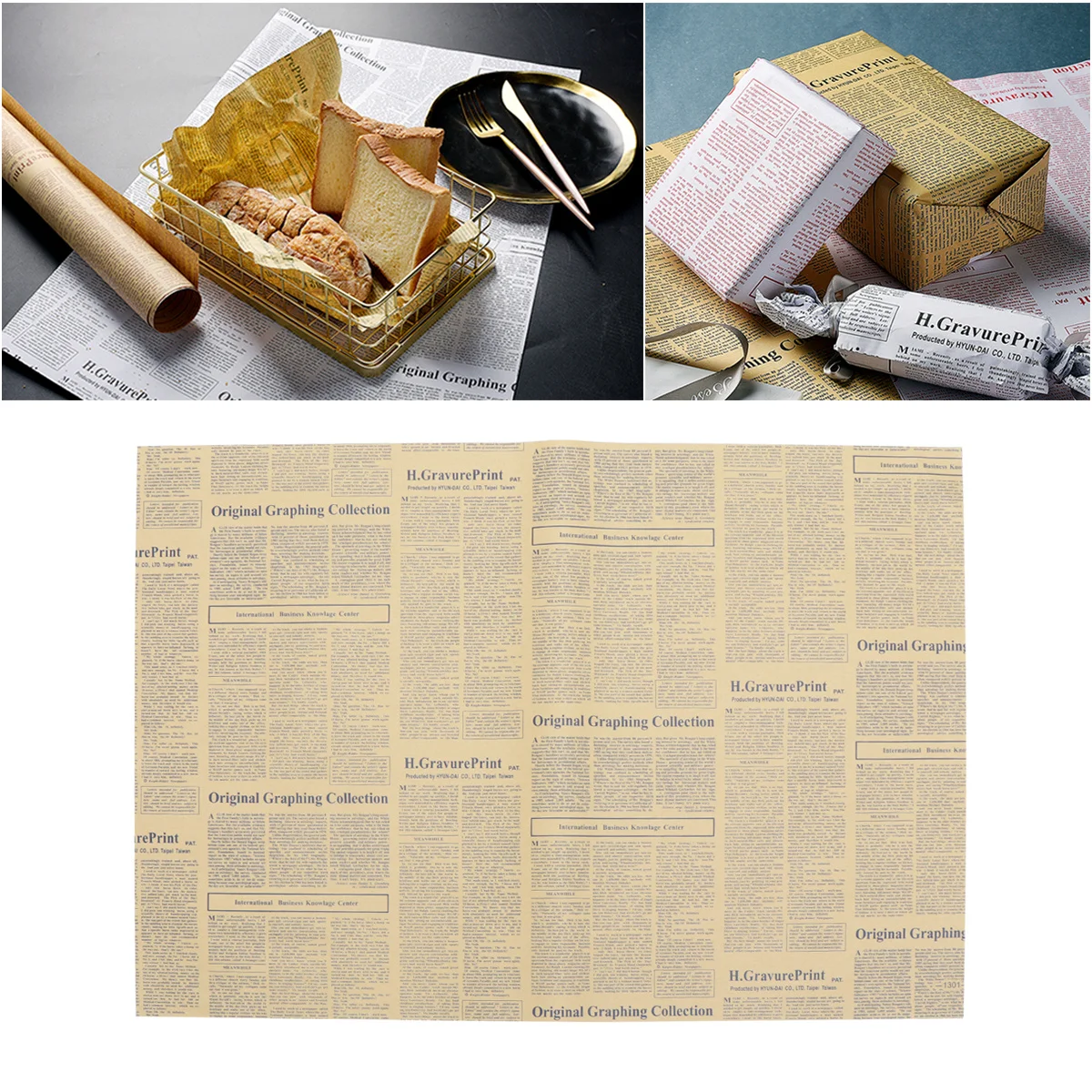 Vintage Wrapping Paper For Flowers Gift Kraft Packaging Newspaper Design Retro Craft Sheets Diy Scrapbooking Birthday