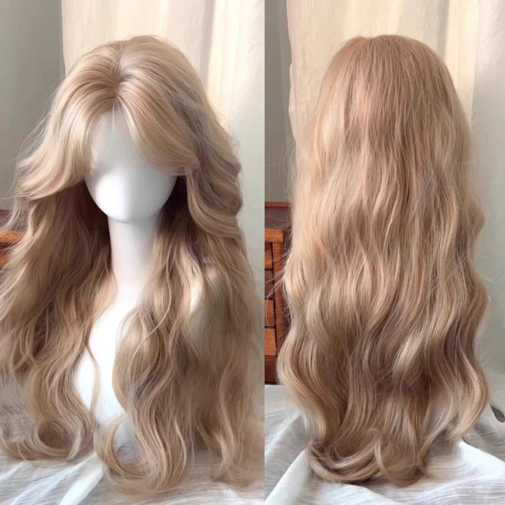 

Long Wavy Synthetic Wig Fluffy Lolita Cosplay Women Heat Resistant Wig Middle Part for Daily Party