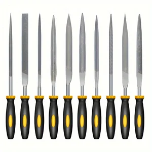Premium Needle File Set - High-Carbon Steel Files with Non-Slip Ergonomic Handles for Precise Filing on Wood, Plastic, Model