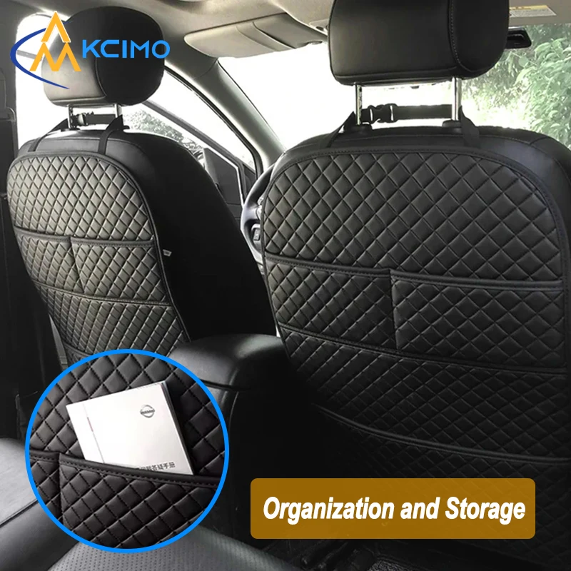 

Universal Car Anti Kicks Pad With Organizer Pocket Seat Back Leather Protector Cover Waterproof Backseat Child Kick Mats