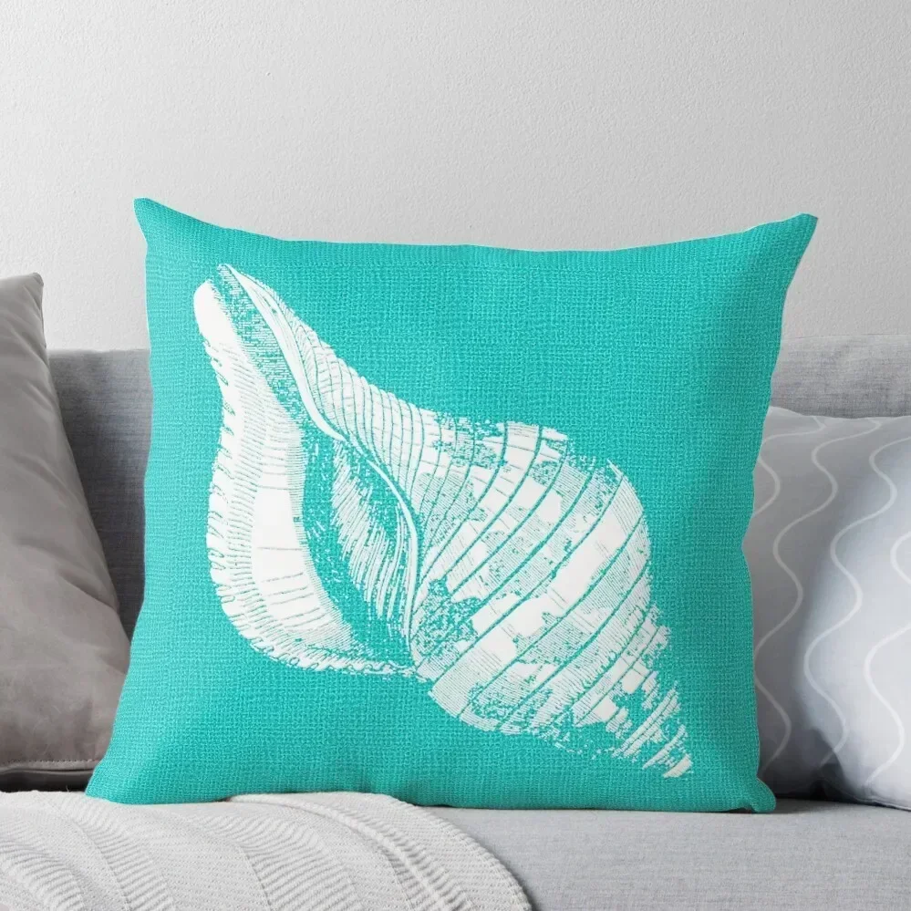 Aqua Blue with White Shell Throw Pillow Pillowcase Cushion Decorative Cushions Couch Cushions Sofa Cushion Cover pillow