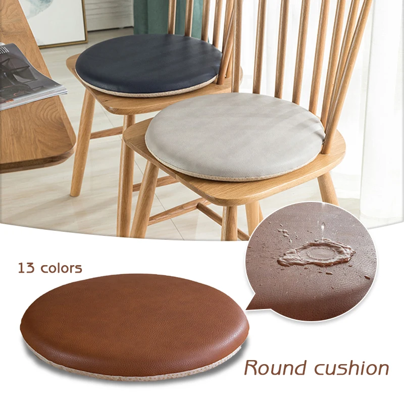 33/38/43CM Round PU Seat Cushion Memory Foam Filling Seat Pad Waterproof Anti-slip Cushion with Zipper for Home Office Chair