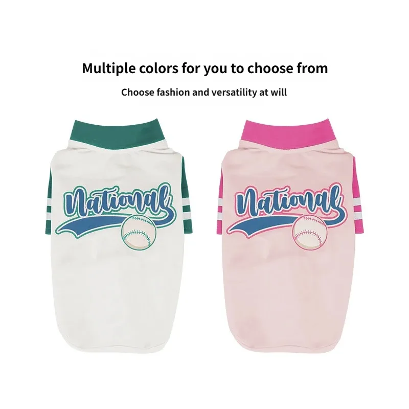 Sporty Dog Tennis Shirt Baseball Style Pet Outfit with Breathable Fabric Cute Print T-Shirt for Small Dogs Puppies