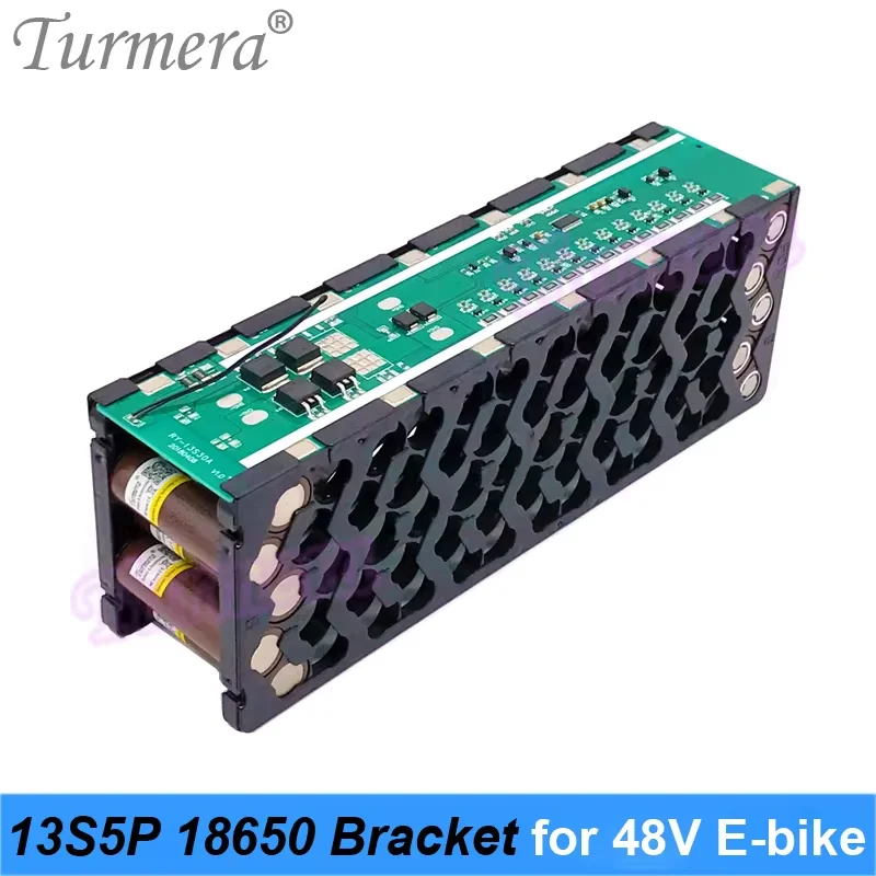 Turmera 48V Silver Fish Battery 13S5P 18650 Bracket with 13S 15A Balance BMS Welding Nickel for 52V Electric Bike Batteries Use