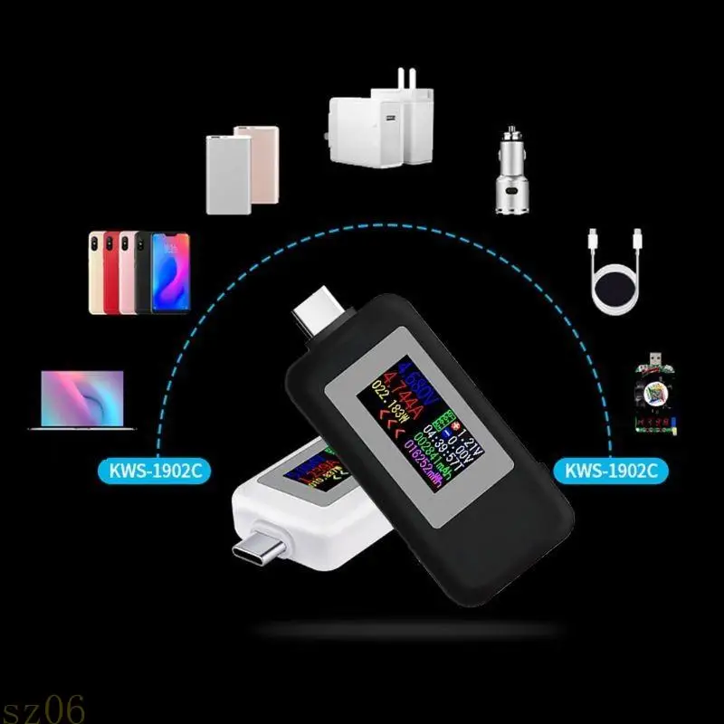 

Q2Q4 KWS-1902C Type-C USB Tester Color Display Current Monitor Power Meter