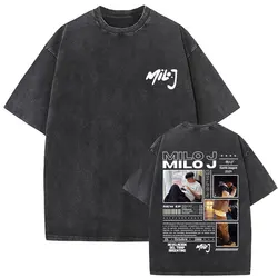 Washed Vintage Milo J 111 Album Graphic T Shirt Men Hip Hop Fashion Oversized Short Sleeve Tshirt Men's Casual Cotton T-shirts