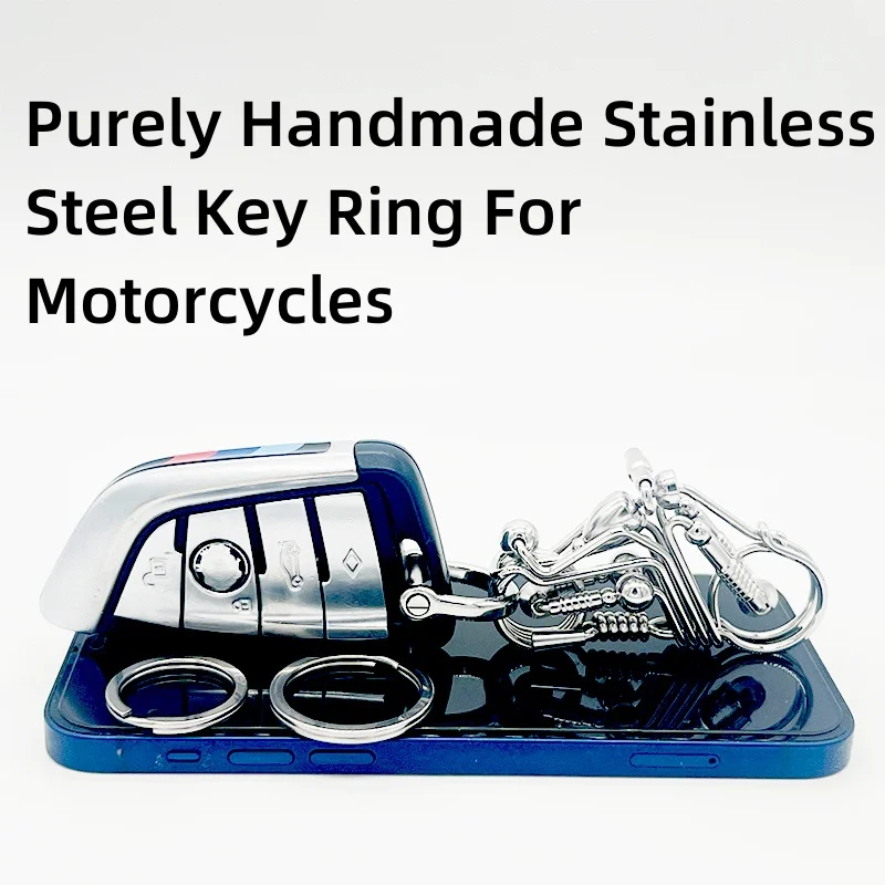 Purely Handmade Stainless Steel Key Ring for Locust Tengda, Shape Car Keyring, American Mechanical Style, Hanging Ornament