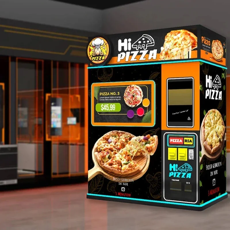 Self Service Automatic Pizza Vending Machine with Infrared Oven Heated Máquina Expendedora for Low-budge Start Up Touching Panel