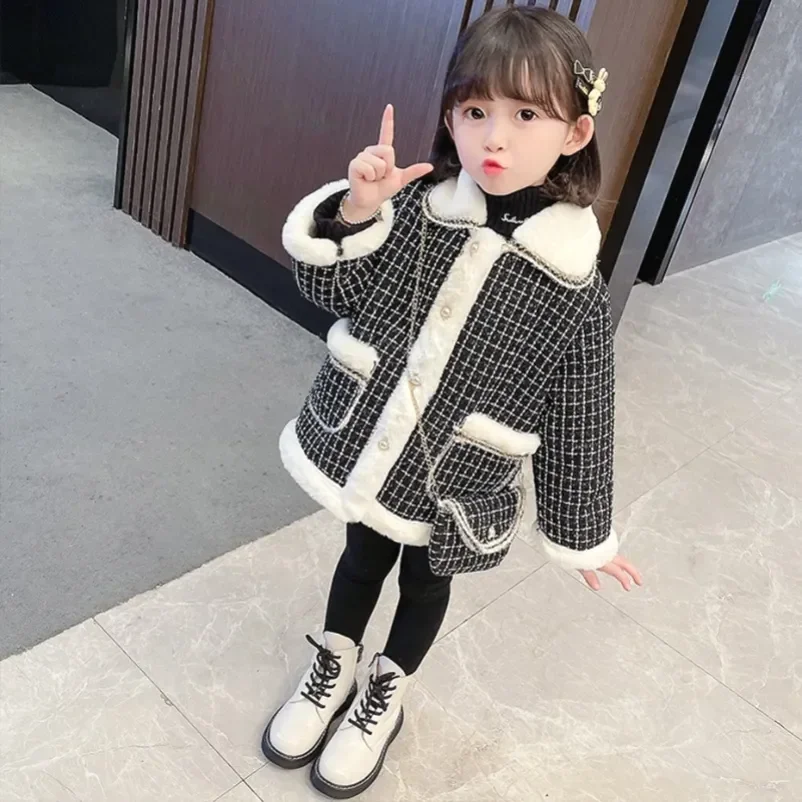 

2023 New Spring Autumn Girls Jacket Outerwear Plaid Pattern Girls Coats Casual Style 1-10Years Children Jacket Classic Clothing