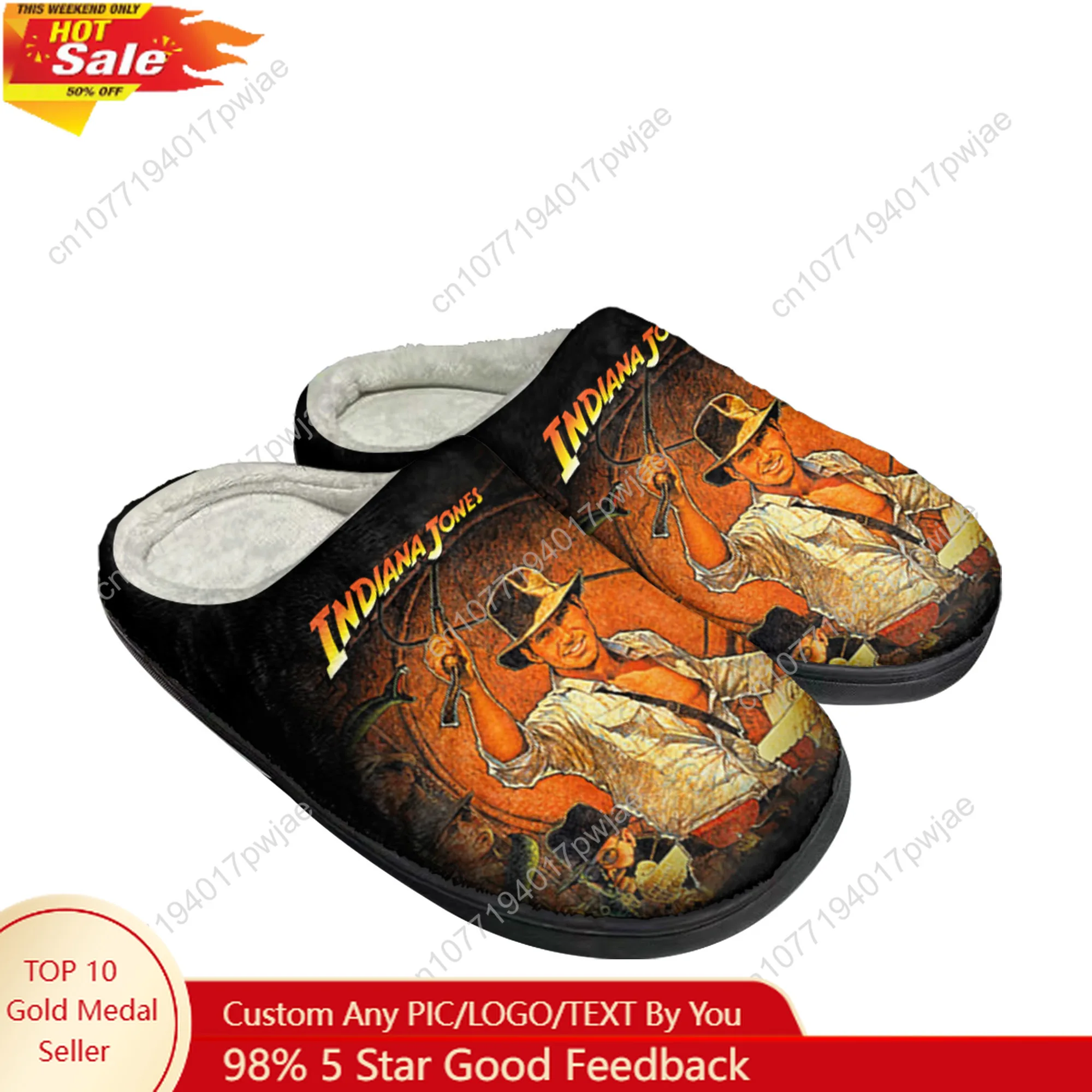 

Indiana Jones Raiders of The Lost Ark Home Cotton Custom Slippers Men Women Plush Bedroom Casual Keep Warm Shoes Thermal Slipper