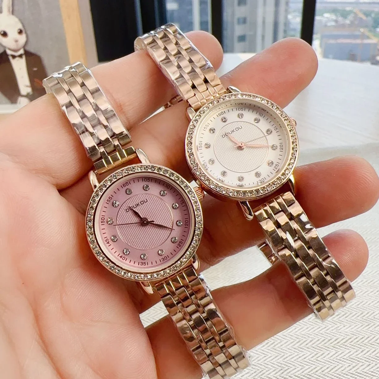 ของขวัญสุดหรูควอตซ์นาฬิกาผู้หญิง relojes Para mujer แฟชั่นสายสแตนเลสนาฬิกาข้อมือผู้หญิงไฮเอนด์