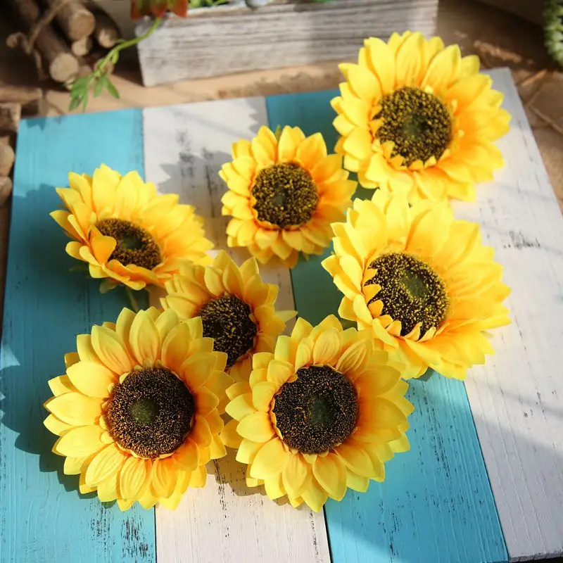 Large Silk Sunflower Artificial Flower Head For Wedding Box Decoration Headmade Scrapbooking Accessories Fake flowers