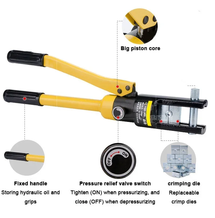 YQK-120 6-120mm² 8T Hydraulic Crimping Pliers Tools Cable Lug Crimpers Copper Aluminum Crimping Pliers Manual Hydraulic Pliers