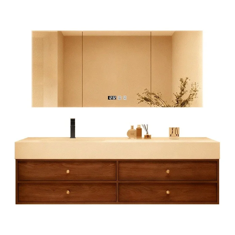 

Mid-Century Style Skeletal Slate Integrated Basin Bathroom Cabinet Combination Smart Toilet Washbasin Washbasin