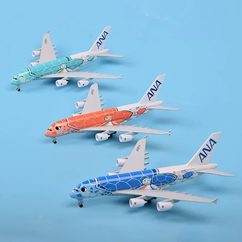 20CM 1:400 Scale A380 ANA Turtle Airlines Airplanes Plane Aircraft With Landing Gears Alloy Model Toy For Collections