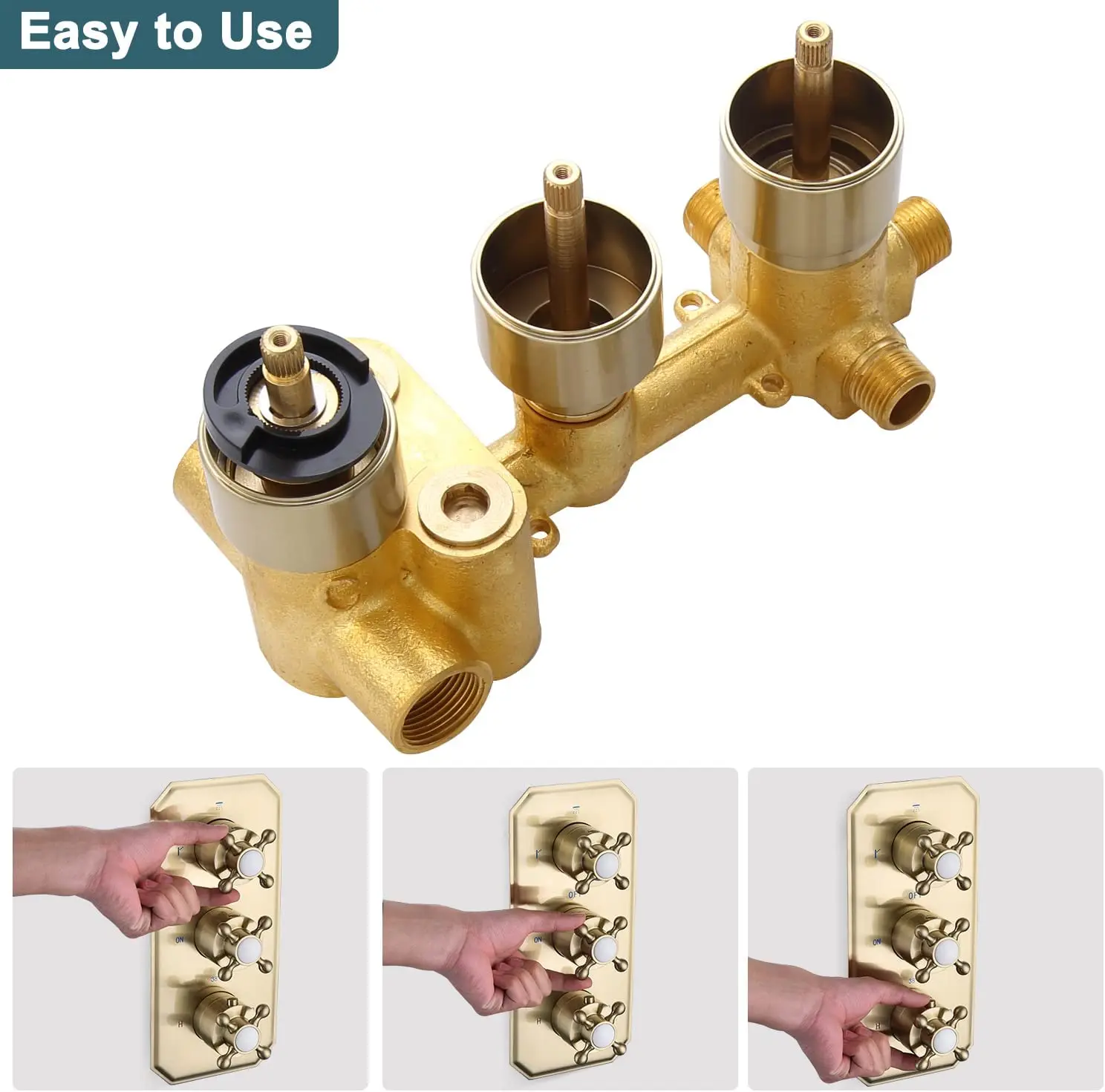 Brushed Gold Thermostatic Shower Diverter Valve Shower Mixer Valve Bathroom Shower valve