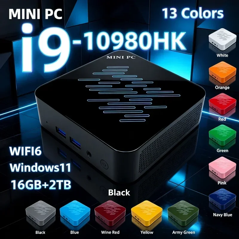 2026 Hot Intel I9 10980HK 13 Color Mini Pocket Computer 16GB RAM 1/2TB SSD WIFI6 BT5.2 Windows11 4K New Game Desktop