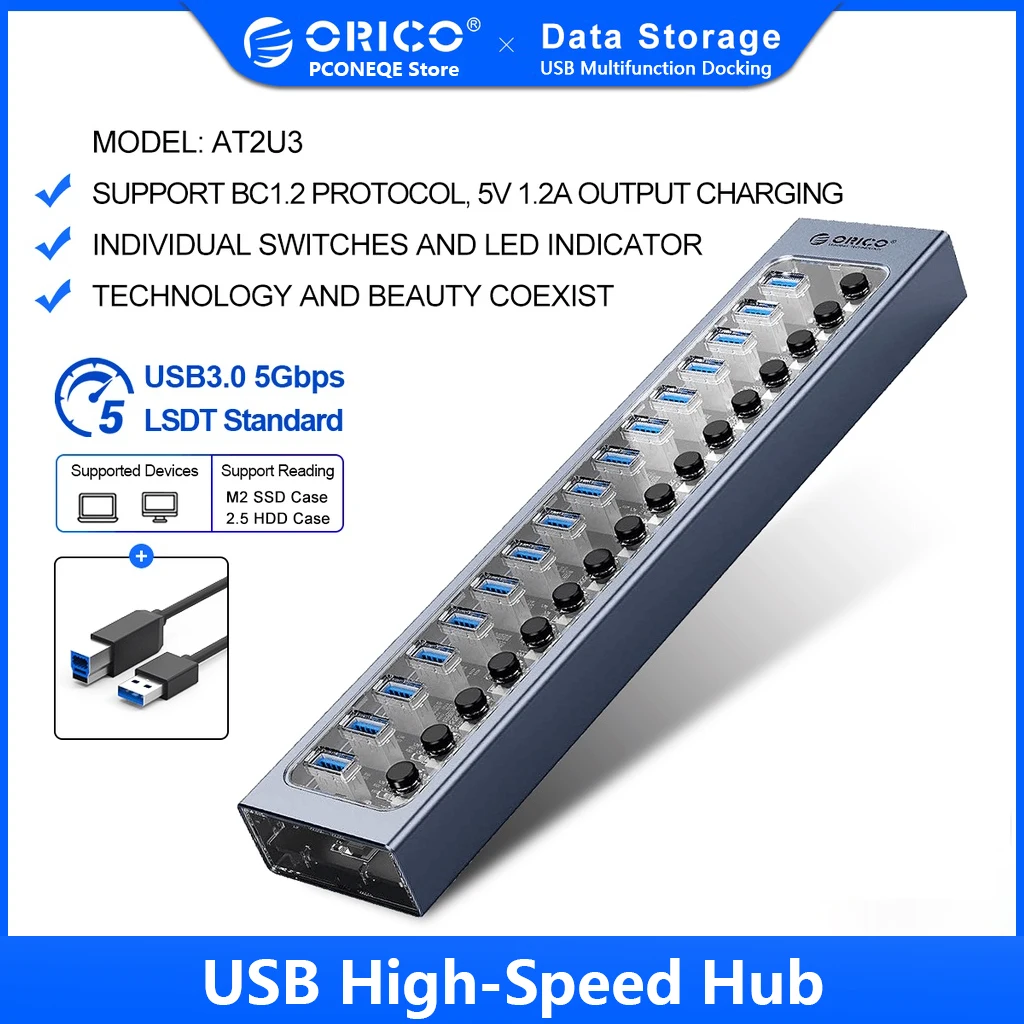 ORICO usb hub 5Gbps usb 3.0 HUB with QC fast charger 7 port usb extender adapter for computer accessories ORICO official store