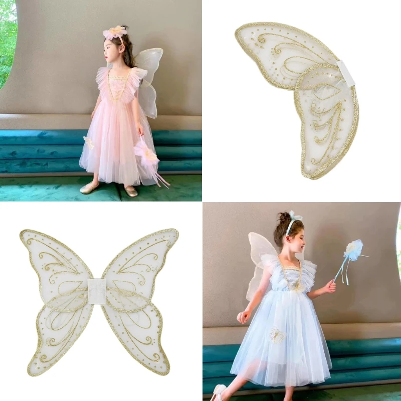 N80C Fairy Wings Dress Up Wings for Butterfly Fairy Wings Halloween Costume Angel