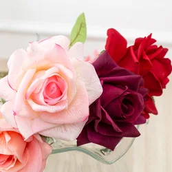 4Pcs Simulation Moisturizing Roses Real Touch Artificial Curled Rose Flowers Home Decoration Party Wedding Bouquets Fake Flowers