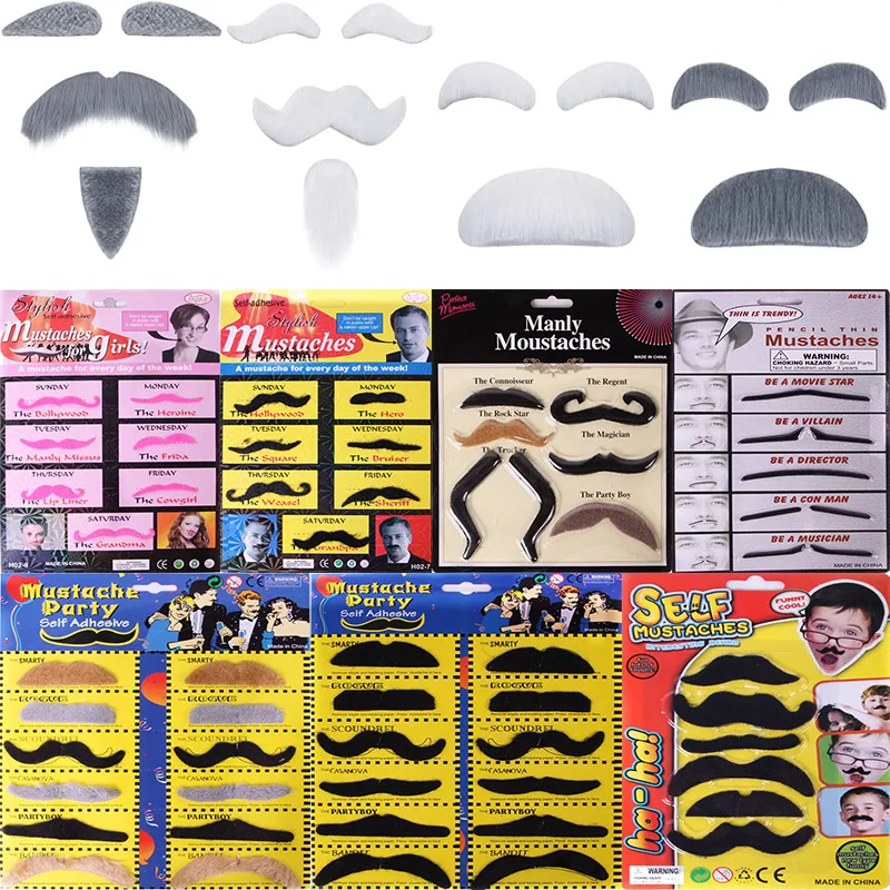 Barba falsa para mascarada de Halloween, barba falsa, suministros para fiestas, bigote, navidad