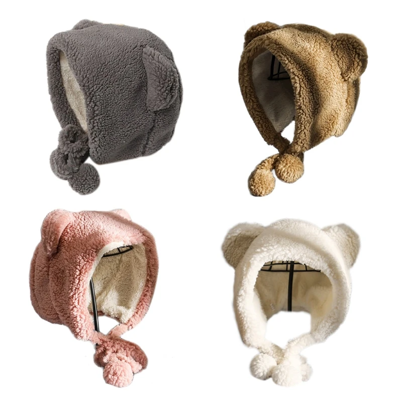 Women Faux Fleece Fuzzy Plush Winter Beanie Hat Ski Cap Ear Flaps Earmuff