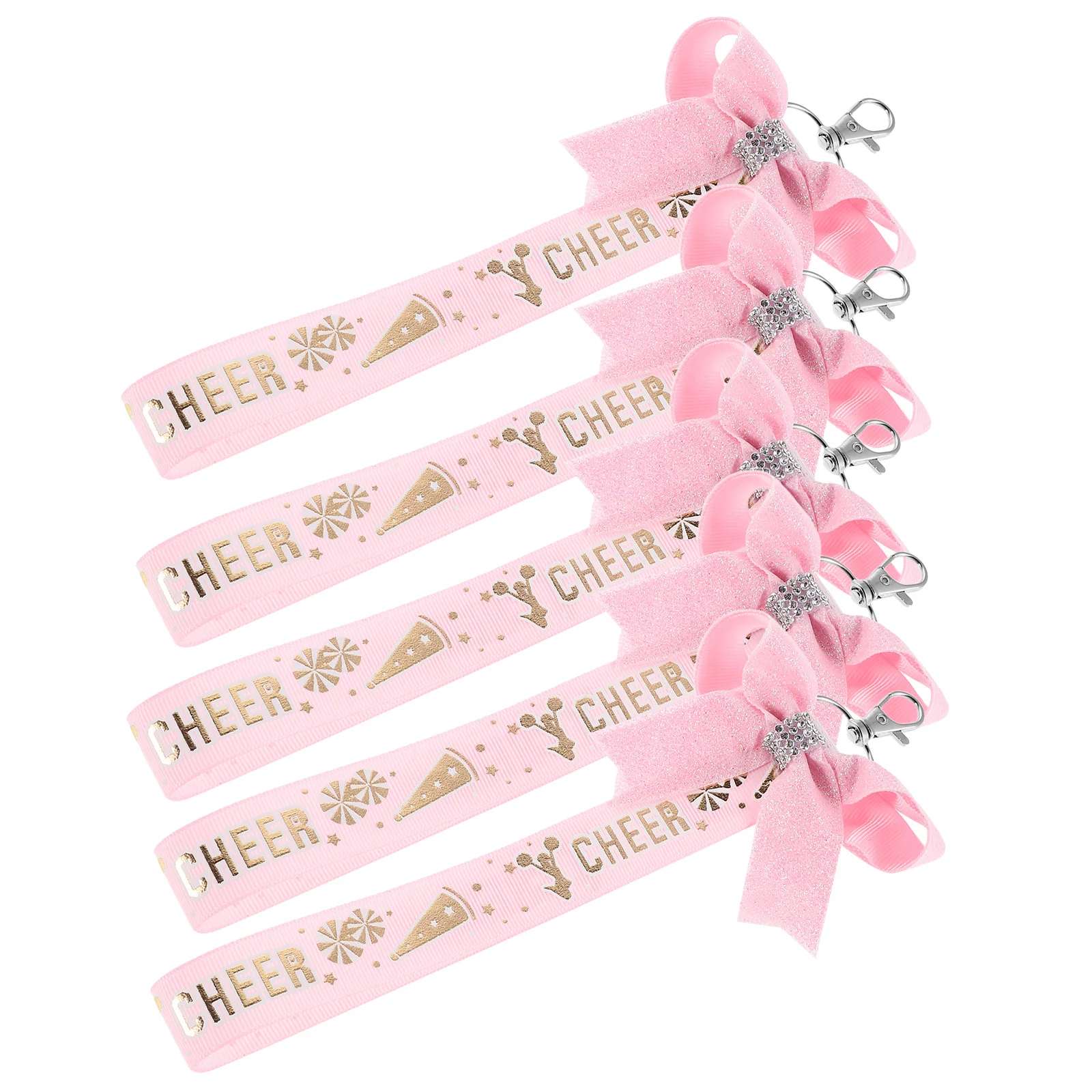 

5pcs Bow Keychain Cheerleader Accessories Lightweight Fashionable Longlasting Keyring Bulk Pack Girls Backpack