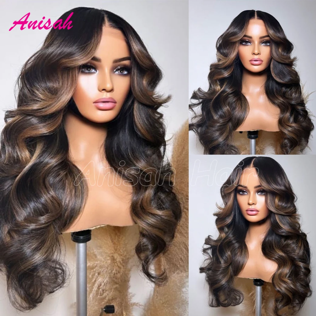 

Highlight Body Wave Ombre Color Transparent Lace Front Human Hair Wig Remy 13X4 Human Hair Lace Frontal Wigs For Women