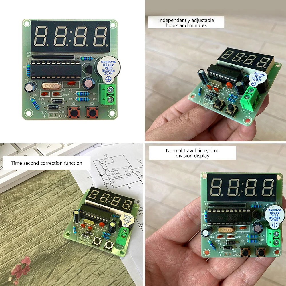 Digital 4 Bits Electronic Clock Electronic Production Suite DIY Kit 5V 0-9 Gear Adjustable Clock Module Learing Kit for Arduino