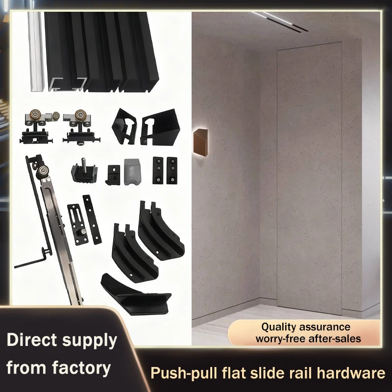 Bus Door Sliding Hardware Kit Soft Close System Top Mount Hidden Flush Mount Track For Wardrobe Closet Bathroom Saving Space