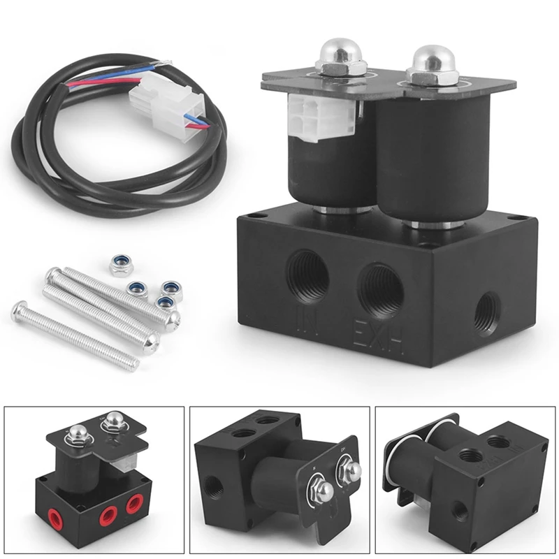 Super Sale Universal 12V Solenoid Valve Air Ride Suspension Manifold Valve Pneumatic Absorber Solenoid Valve Set (0-200psi)