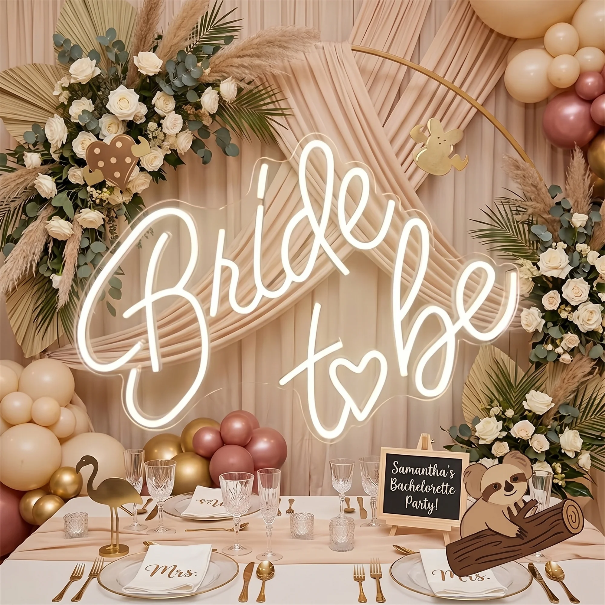 Bride To Be Neon Sign, Warm White LED Neon Light, For Bridal Shower Bachelorette Engagement Gifts Backdrop Wedding Party Decor
