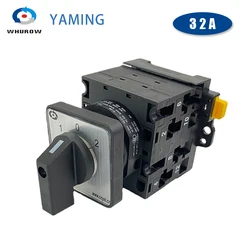 LW42-32A DIN Rail Three Positions Cam Rotary Universal Switch Manual Industrial Use Black 1/2/3/4 Poles YMW42